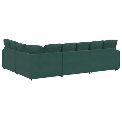 Modulares Sofa mit Kissen Samt Dunkelgrün