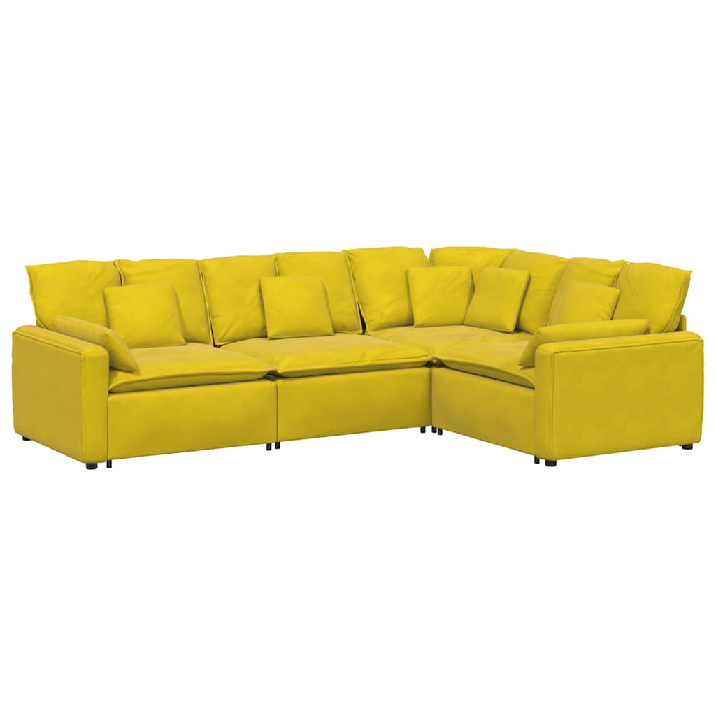 Modulares Sofa mit Kissen Samt Gelb