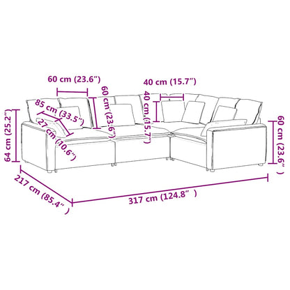 Modulares Sofa mit Kissen Samt Gelb