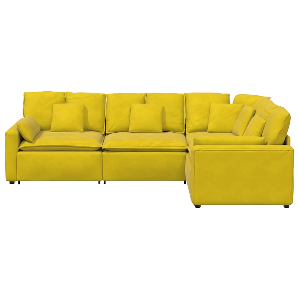 Modulares Sofa mit Kissen Samt Gelb