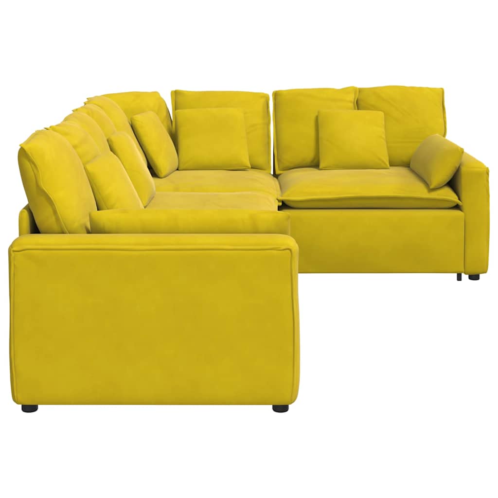 Modulares Sofa mit Kissen Samt Gelb