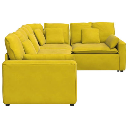 Modulares Sofa mit Kissen Samt Gelb