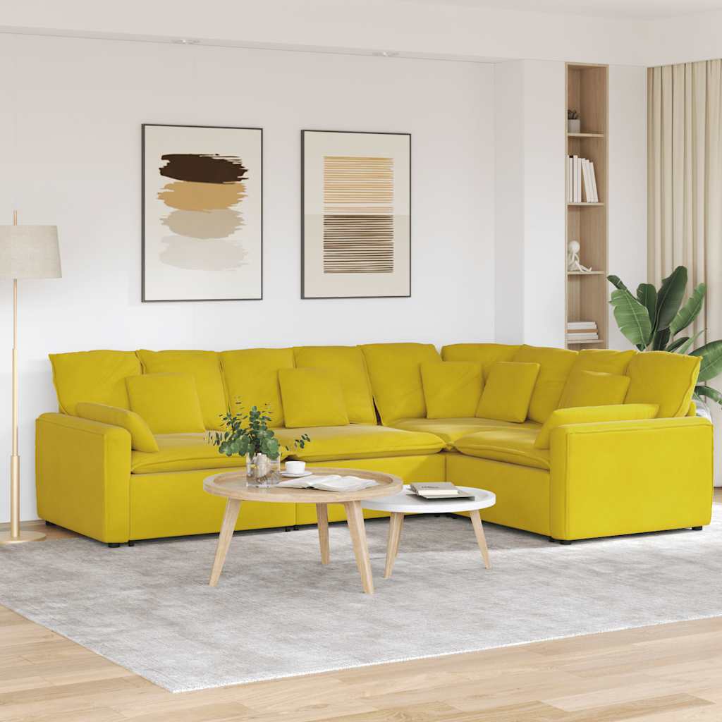 Modulares Sofa mit Kissen Samt Gelb