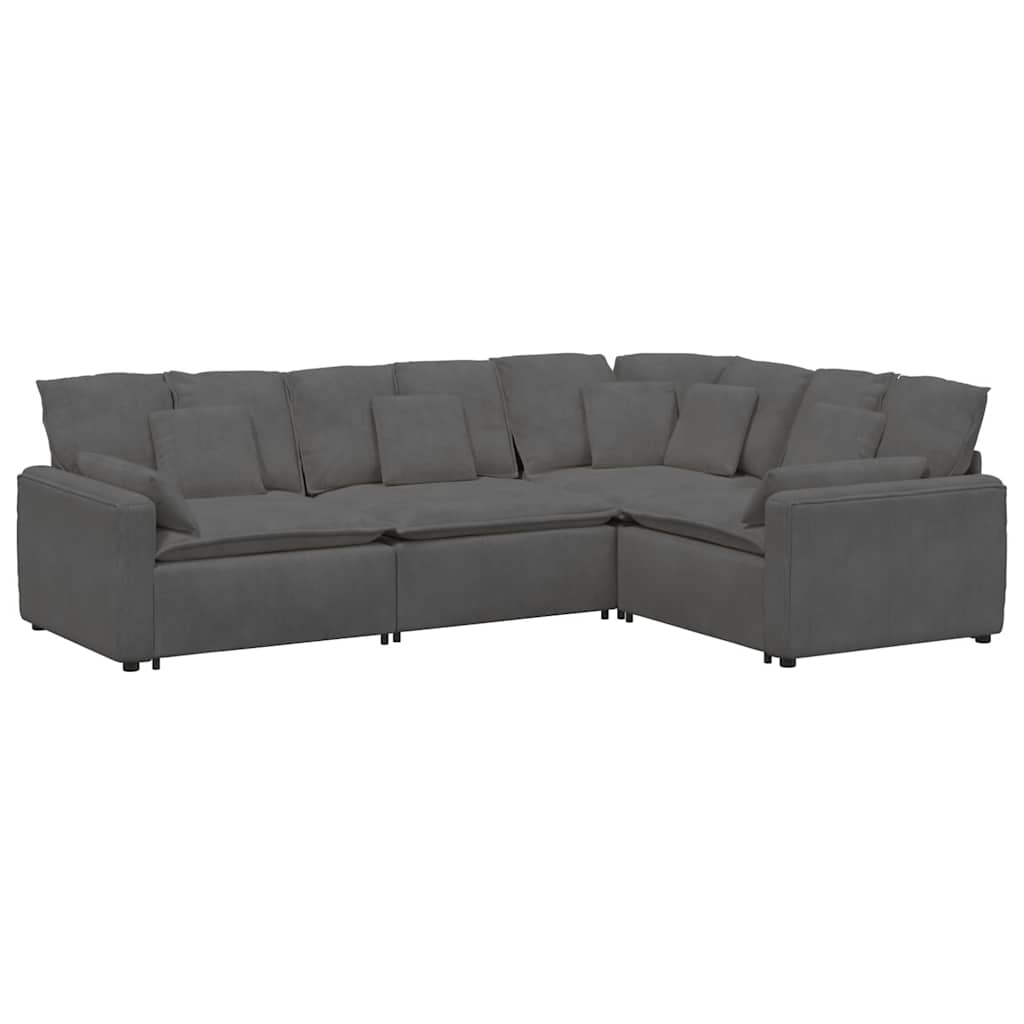 Modulares Sofa mit Kissen Cordstoff Dunkelgrau