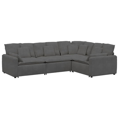 Modulares Sofa mit Kissen Cordstoff Dunkelgrau