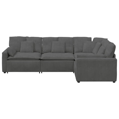 Modulares Sofa mit Kissen Cordstoff Dunkelgrau