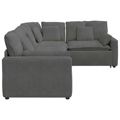 Modulares Sofa mit Kissen Cordstoff Dunkelgrau