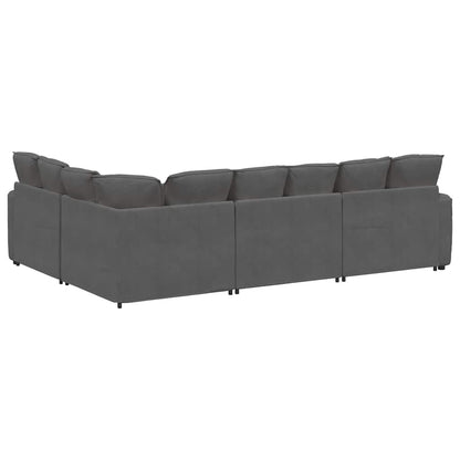 Modulares Sofa mit Kissen Cordstoff Dunkelgrau