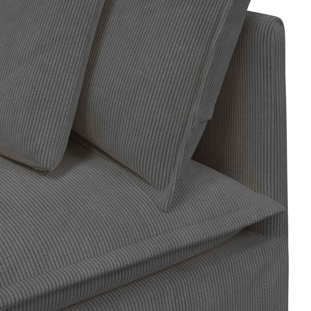 Modulares Sofa mit Kissen Cordstoff Dunkelgrau