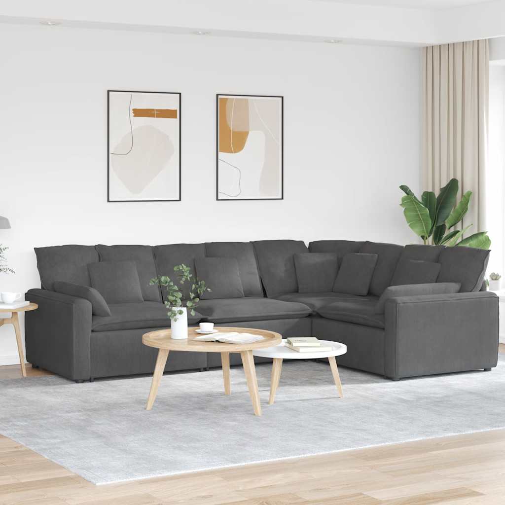 Modulares Sofa mit Kissen Cordstoff Dunkelgrau