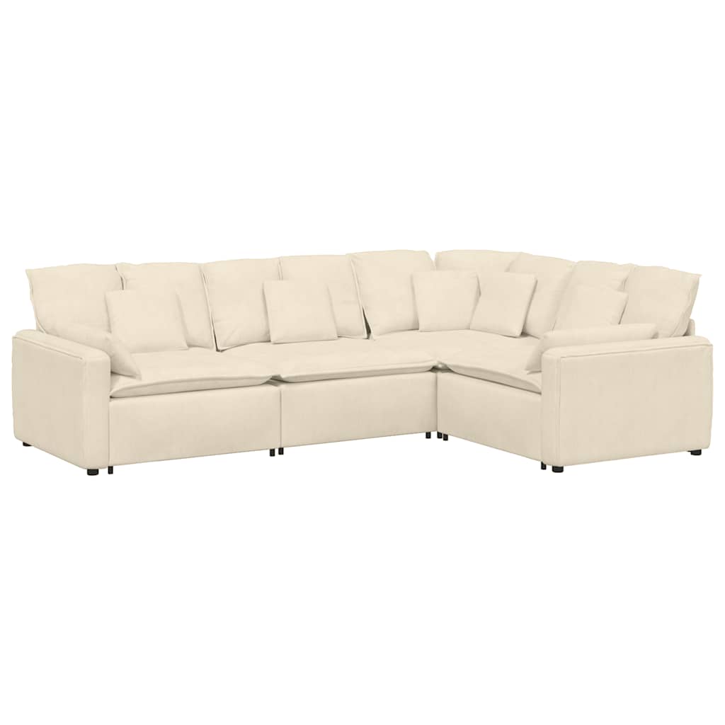Modulares Sofa mit Kissen Cordstoff Creme
