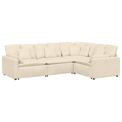 Modulares Sofa mit Kissen Cordstoff Creme