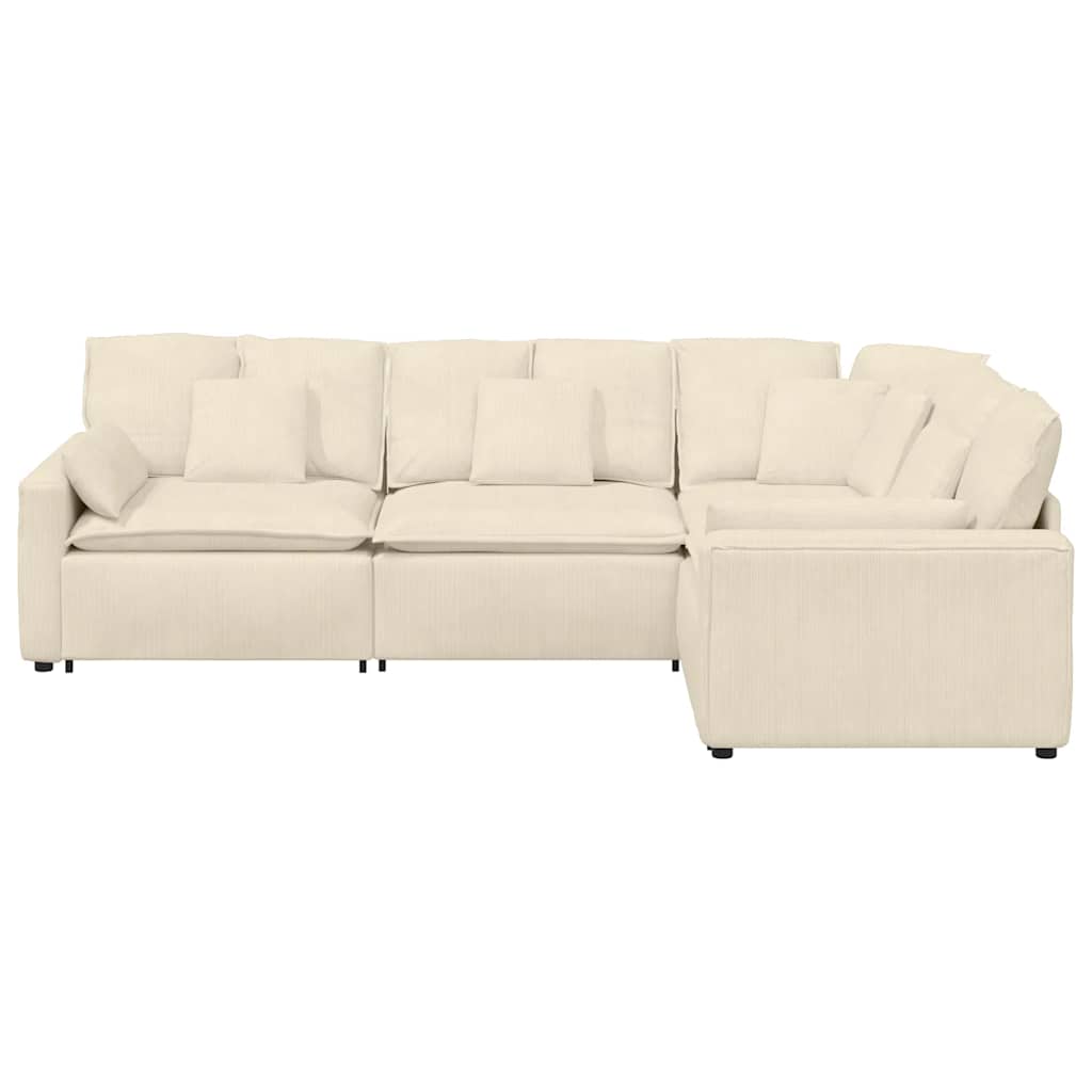 Modulares Sofa mit Kissen Cordstoff Creme