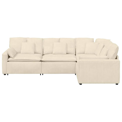 Modulares Sofa mit Kissen Cordstoff Creme