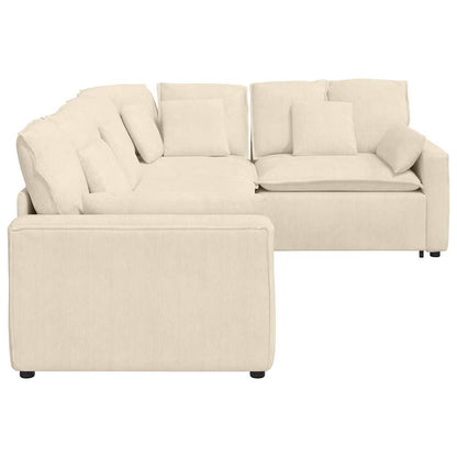 Modulares Sofa mit Kissen Cordstoff Creme