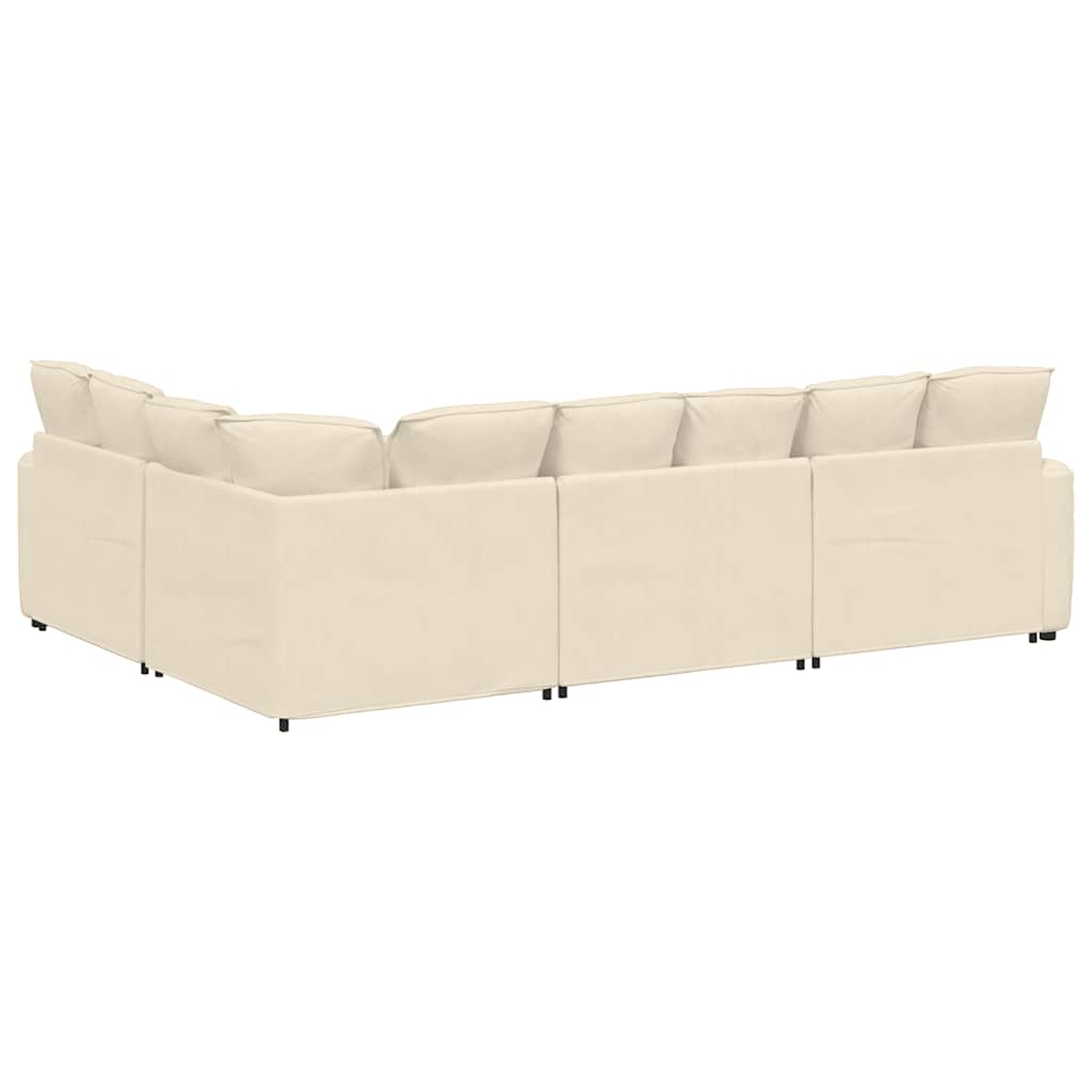 Modulares Sofa mit Kissen Cordstoff Creme
