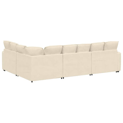 Modulares Sofa mit Kissen Cordstoff Creme