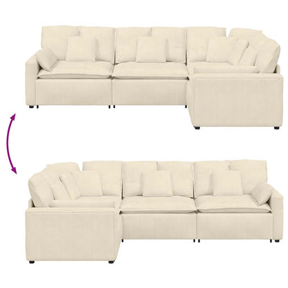 Modulares Sofa mit Kissen Cordstoff Creme