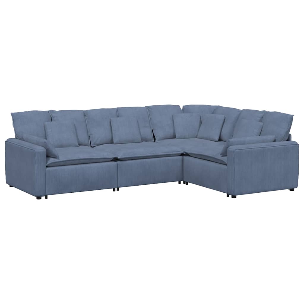 Modulares Sofa mit Kissen Cordstoff Blau