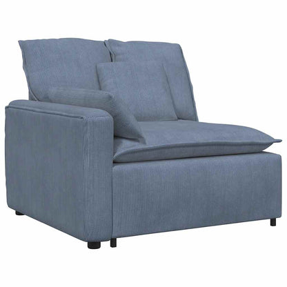 Modulares Sofa mit Kissen Cordstoff Blau