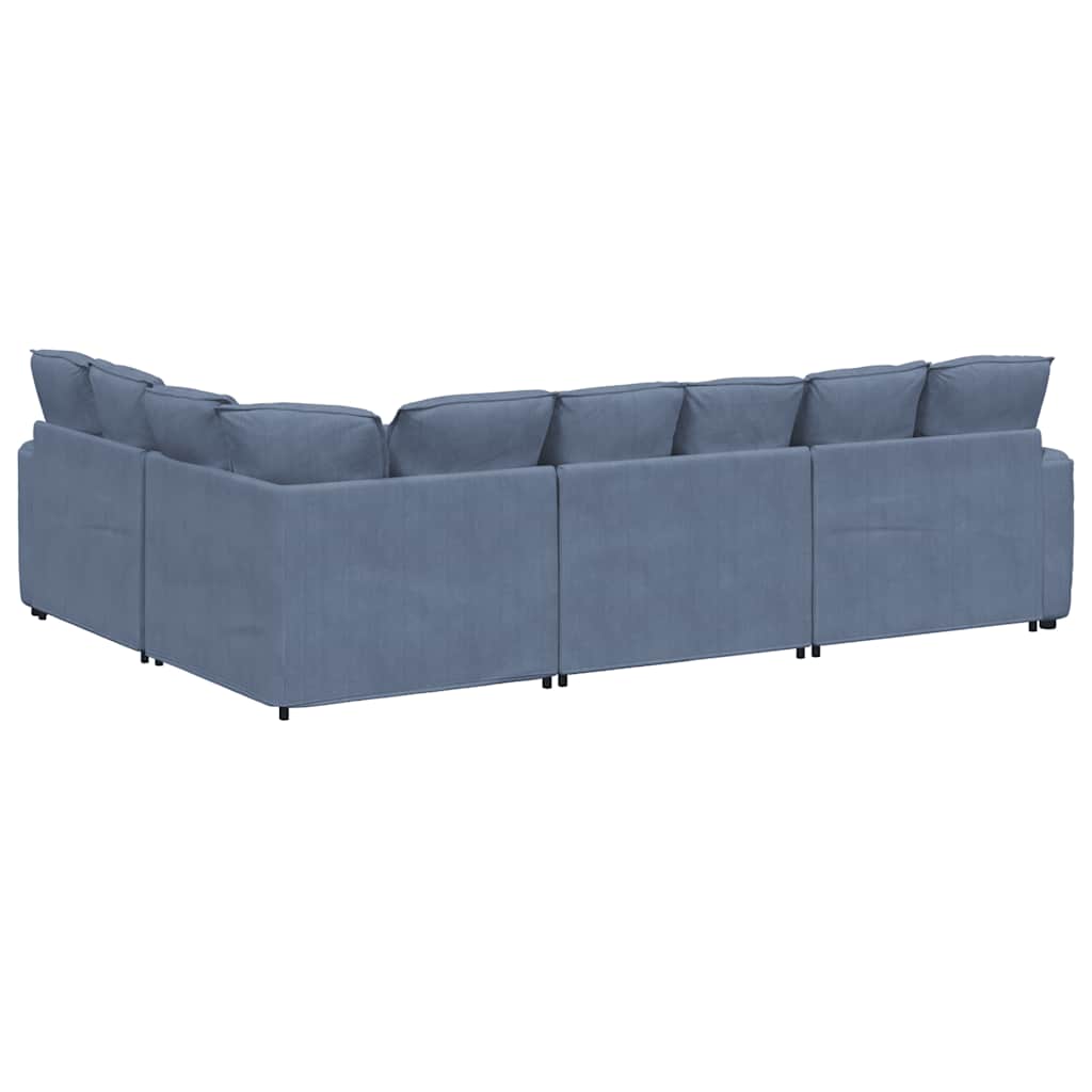 Modulares Sofa mit Kissen Cordstoff Blau