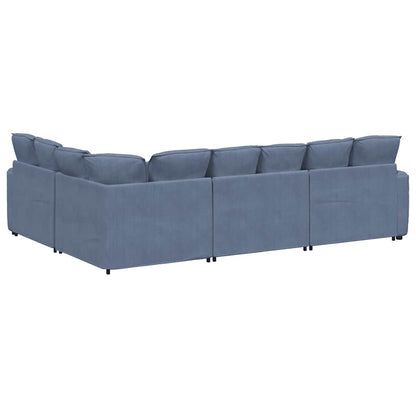Modulares Sofa mit Kissen Cordstoff Blau