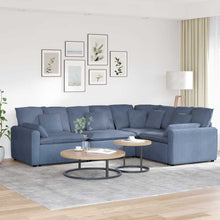Modulares Sofa mit Kissen Cordstoff Blau