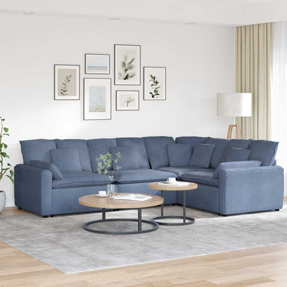 Modulares Sofa mit Kissen Cordstoff Blau