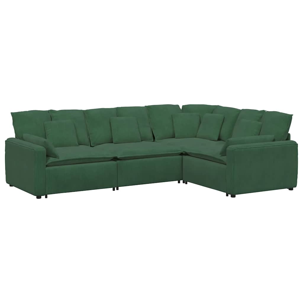Modulares Sofa mit Kissen Cordstoff Dunkelgrün