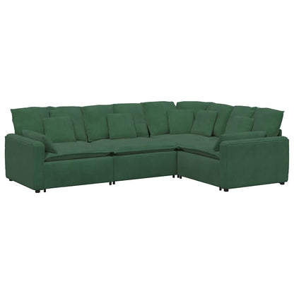 Modulares Sofa mit Kissen Cordstoff Dunkelgrün