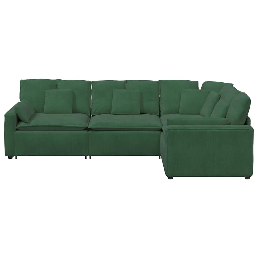 Modulares Sofa mit Kissen Cordstoff Dunkelgrün