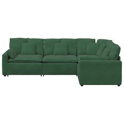 Modulares Sofa mit Kissen Cordstoff Dunkelgrün