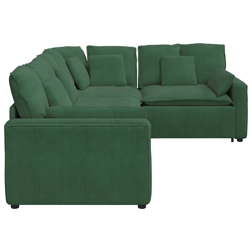 Modulares Sofa mit Kissen Cordstoff Dunkelgrün