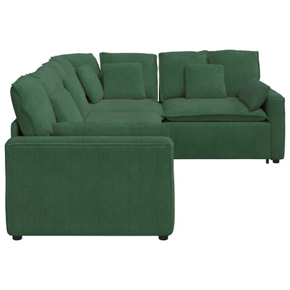 Modulares Sofa mit Kissen Cordstoff Dunkelgrün
