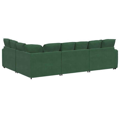 Modulares Sofa mit Kissen Cordstoff Dunkelgrün