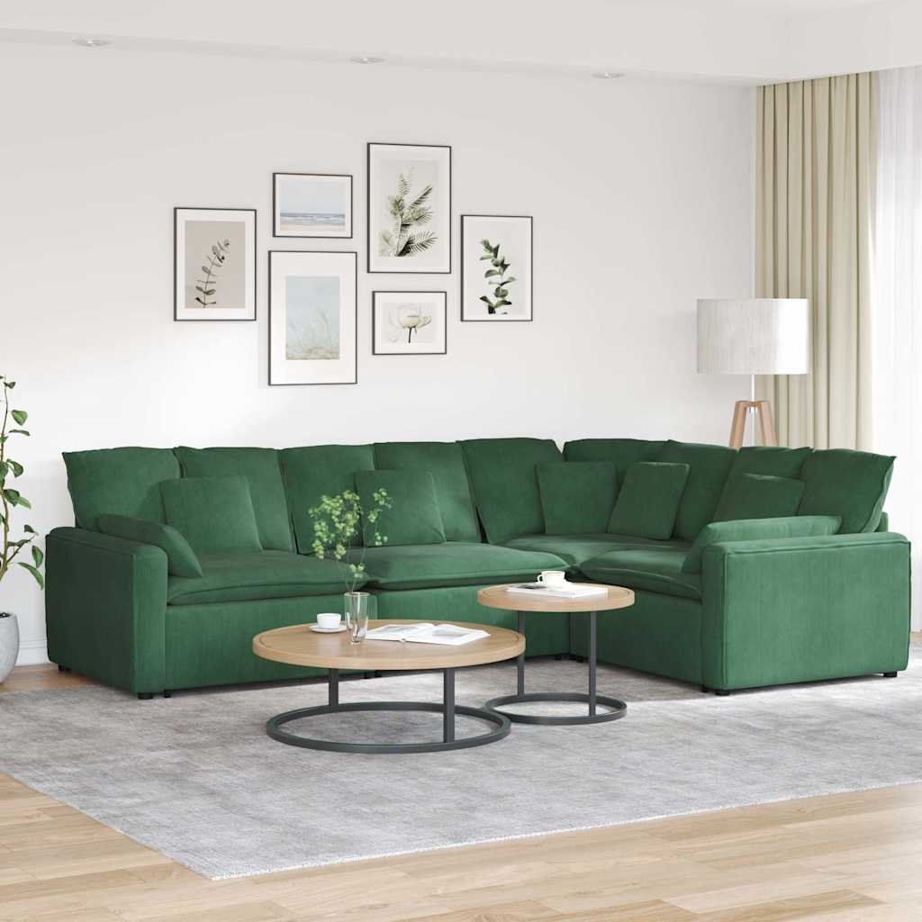 Modulares Sofa mit Kissen Cordstoff Dunkelgrün