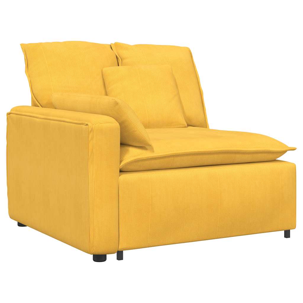 Modulares Sofa mit Kissen Cordstoff Hellgelb