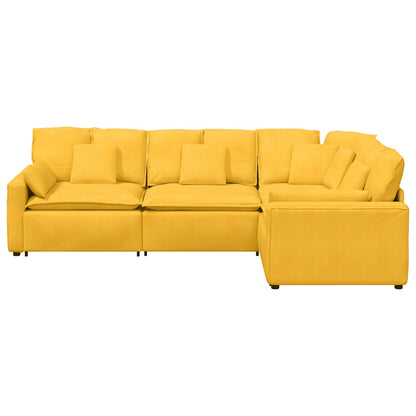 Modulares Sofa mit Kissen Cordstoff Hellgelb