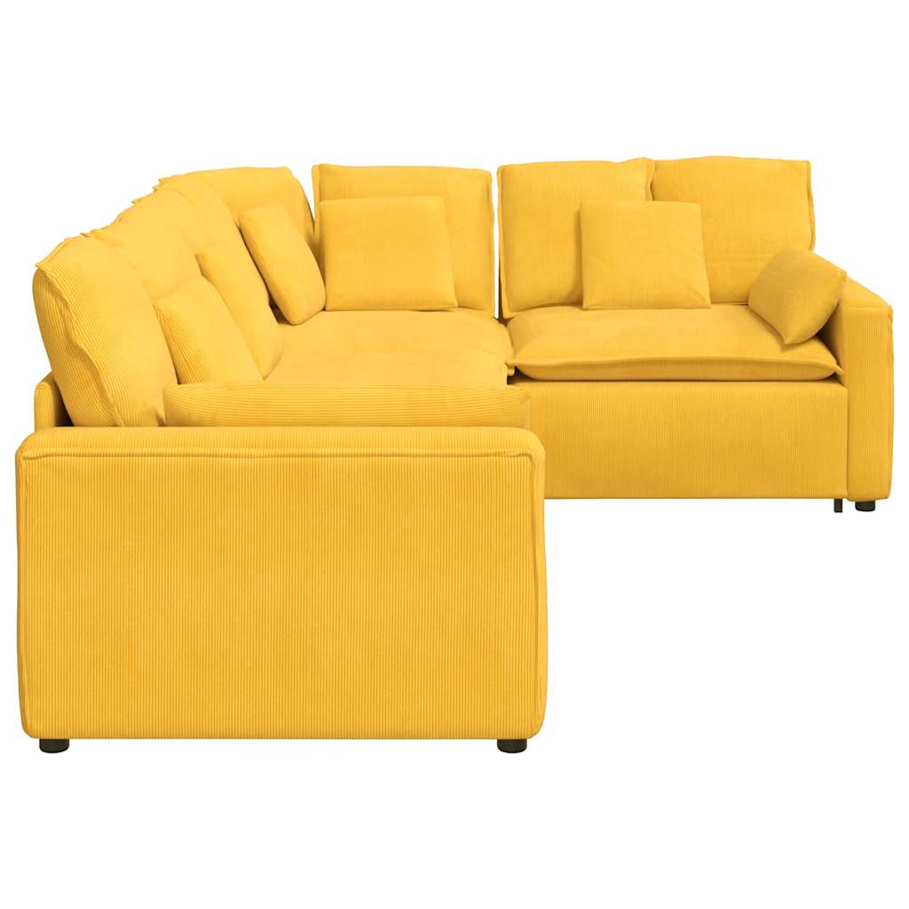 Modulares Sofa mit Kissen Cordstoff Hellgelb