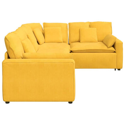 Modulares Sofa mit Kissen Cordstoff Hellgelb