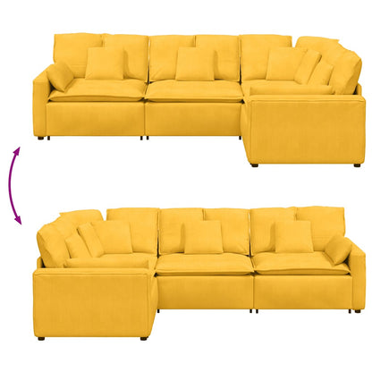 Modulares Sofa mit Kissen Cordstoff Hellgelb