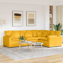 Modulares Sofa mit Kissen Cordstoff Hellgelb