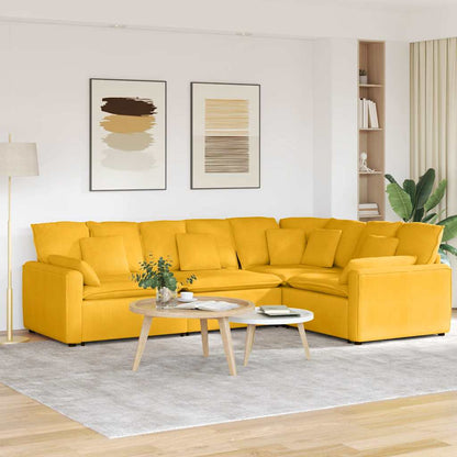 Modulares Sofa mit Kissen Cordstoff Hellgelb