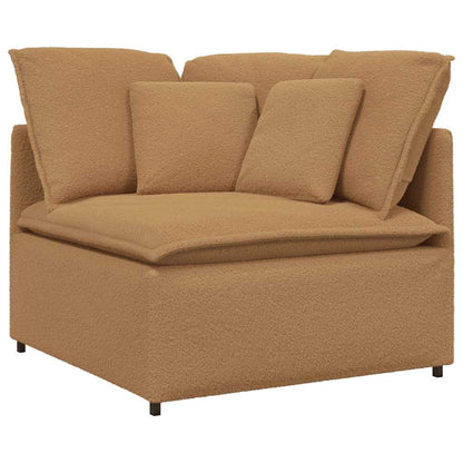 Modulares Sofa mit Kissen Stoff in Lammwolloptik Beige