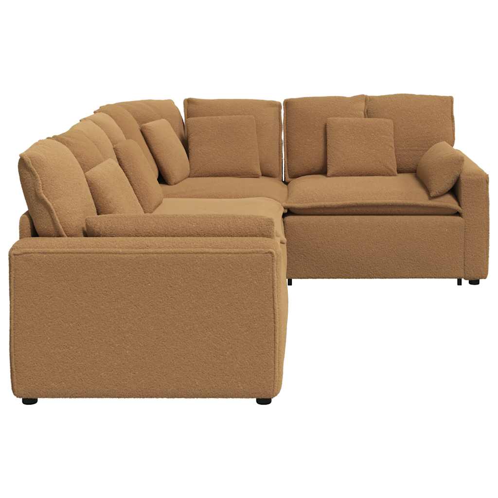 Modulares Sofa mit Kissen Stoff in Lammwolloptik Beige