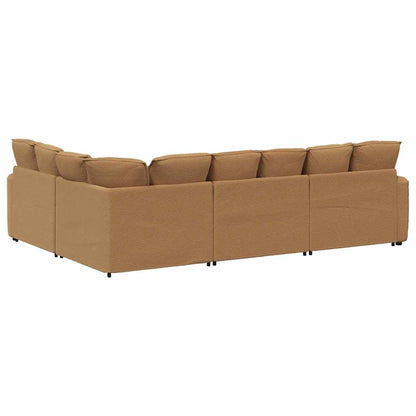 Modulares Sofa mit Kissen Stoff in Lammwolloptik Beige