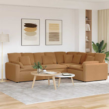 Modulares Sofa mit Kissen Stoff in Lammwolloptik Beige