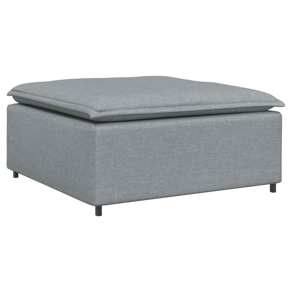 Modulares Sofa mit Fußhocker Kissen Stoff Hellgrau