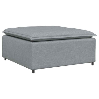 Modulares Sofa mit Fußhocker Kissen Stoff Hellgrau