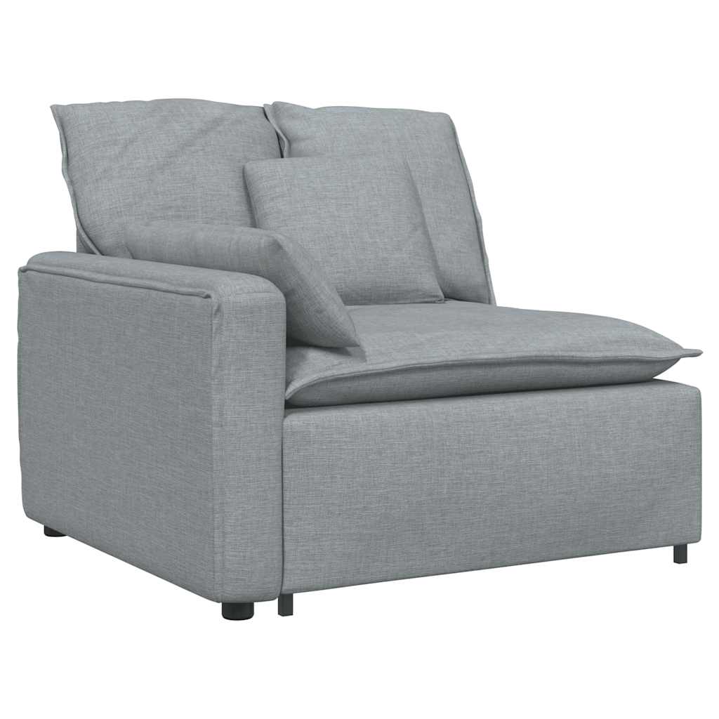 Modulares Sofa mit Fußhocker Kissen Stoff Hellgrau